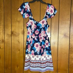 Charlotte Russe Dress Size Large Daydreamer Floral & Boho Vacay Print Romantic